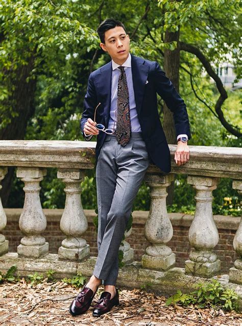 navy blue pants grey blazer